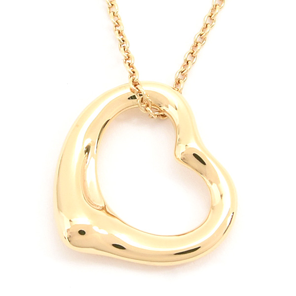 ティファニー ネックレス レディース オープンハート ペンダント エルサペレッティ イエローゴールド 750YG TIFFANY 中古