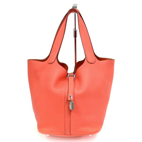 エルメス バッグ ピコタンロック22 MM トリヨンクレマンス ハンドバッグ Y刻印 コーラルピンク系 HEREMRS 中古