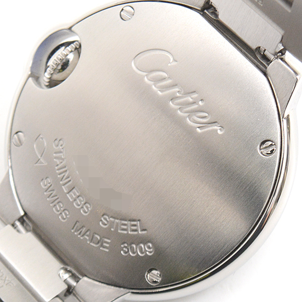 カルティエ 時計 レディース バロンブルーSM ダイヤベゼル 電池式 シルバー文字盤 ステンレス SS Cartier W4BB0015 中古