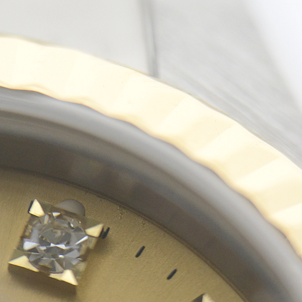 ロレックス 時計 レディース デイトジャスト 10Pダイヤ 自動巻 X番 ゴールド文字盤 ROLEX 69173G SS×750YG 中古