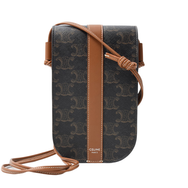 セリーヌ バッグ レディース モバイルポーチ フォンショルダーバッグ トリオンフキャンバス×カーフスキン CELINE 10H742DCH.04LU 中古
