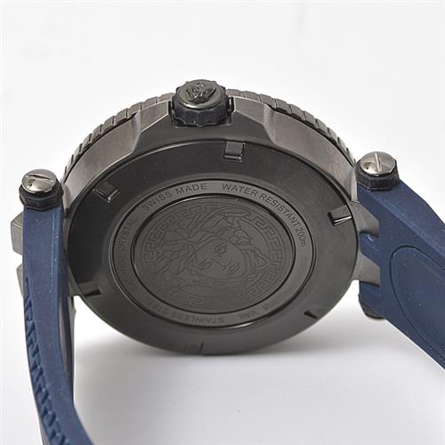 ヴェルサーチ VERSACE SS×ラバー Vレース ダイバー VAK02 0016 ブルー メンズ腕時計 電池式【中古】