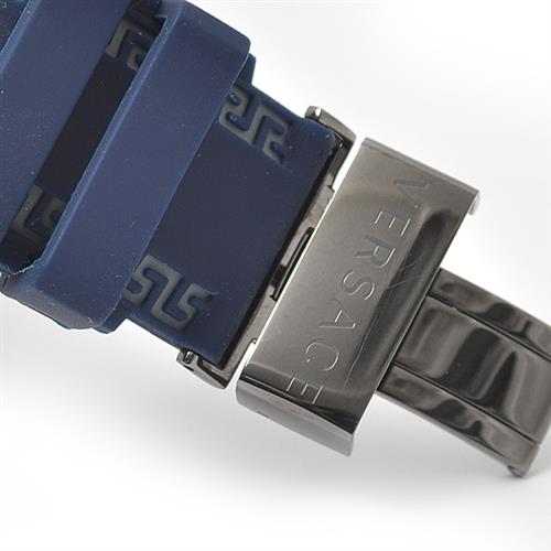 ヴェルサーチ VERSACE SS×ラバー Vレース ダイバー VAK02 0016 ブルー メンズ腕時計 電池式【中古】