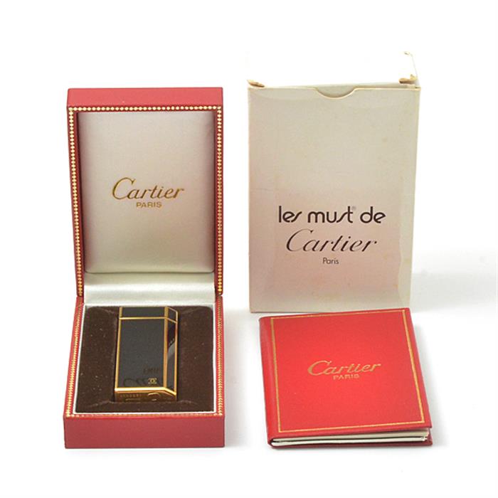 カルティエ Cartier 5角 ガスライター ブラックラッカー×ゴールド メンズ【中古】