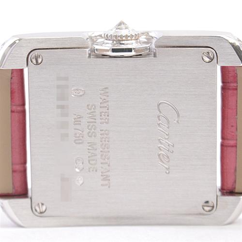 カルティエ 時計 レディース タンクアングレーズ SM 電池式 シルバー文字盤 ホワイトゴールド 750WG Cartier WT100015 中古