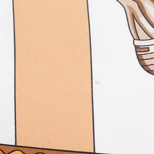 エルメス スカーフ レディース カレ90 CHOCS EN PLUMES 羽飾りの激突 馬 騎士 鎧 シルク100% ブラウン HERMES 中古