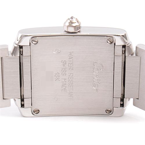 カルティエ 時計 レディース タンクフランセーズSM ダイヤベゼル 電池式 アイボリー文字盤 ホワイトゴールド 750WG Cartier W50012S3 中古