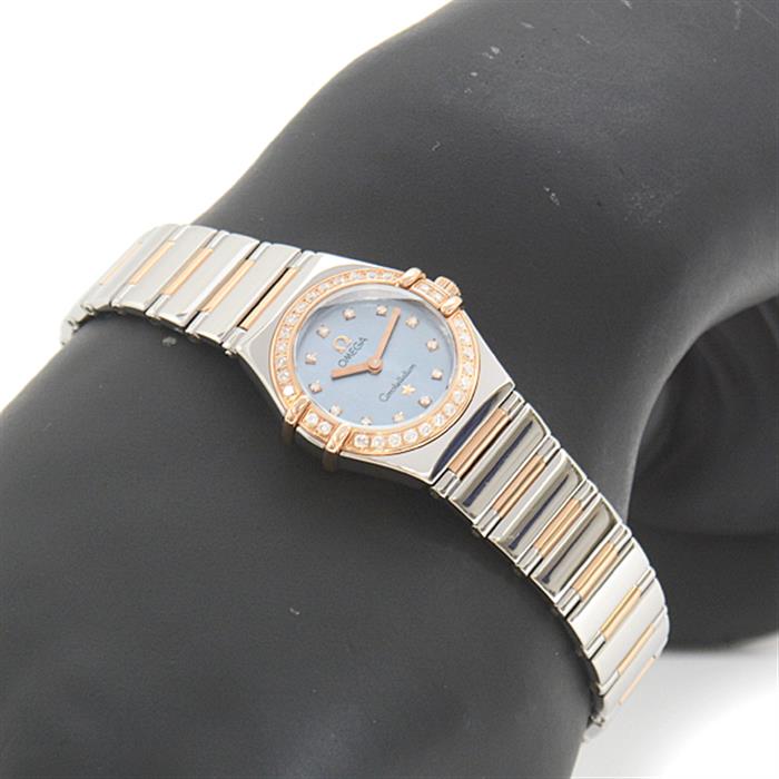 オメガ 腕時計 レディース コンステレーション マイチョイス ダイヤベゼル 12Pダイヤ 電池式 限定品 SS×PG OMEGA 1357.77.00 中古