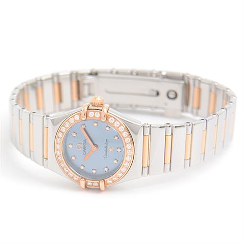 オメガ 腕時計 レディース コンステレーション マイチョイス ダイヤベゼル 12Pダイヤ 電池式 限定品 SS×PG OMEGA 1357.77.00 中古