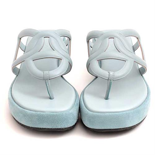 エルメス 靴 レディース サンダル ジプシー サイズ39 24.5cm ヴェール・ドー 水色 ナッパレザー HERMES 未使用展示品