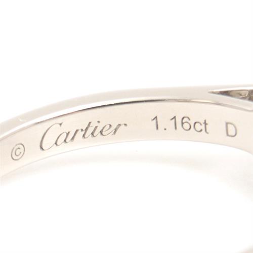 カルティエ 指輪 レディース ソリテール 立爪 ダイヤモンド リング D1.16ct G-VVS1-EX 50号 プラチナ Cartier PT950 中古