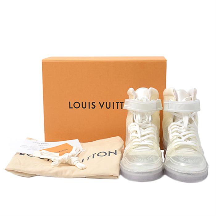 ルイヴィトン 靴 メンズ LVトレイナー ハイカットスニーカー サイズ8 日本サイズ26.5cm クリア Louis Vuitton 中古