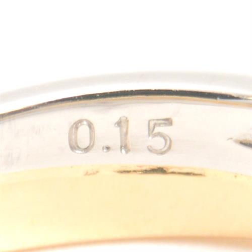 タサキ 指輪 レディース クロスデザイン 立爪 ダイヤモンド リング D0.40ct 0.15ct 12号 イエローゴールド プラチナ TASAKI K18×PT900 中古