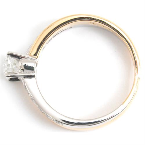 タサキ 指輪 レディース クロスデザイン 立爪 ダイヤモンド リング D0.40ct 0.15ct 12号 イエローゴールド プラチナ TASAKI K18×PT900 中古