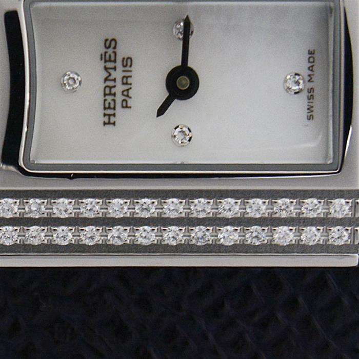 エルメス 時計 レディース ケリーウォッチ 4Pダイヤ ダイヤベゼル 電池式 ホワイトシェル文字盤 HERMES KE1.232 中古