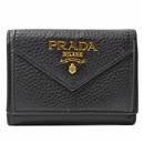 プラダ 財布 レディース コンパクトウォレット 三つ折り財布 カーフ ブラック PRADA 1MH021 中古