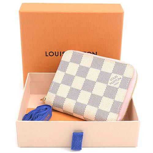 ルイヴィトン 財布 レディース ダミエアズール ジッピー コインパース ホワイト系×ピンク Louis Vuitton N60229 中古