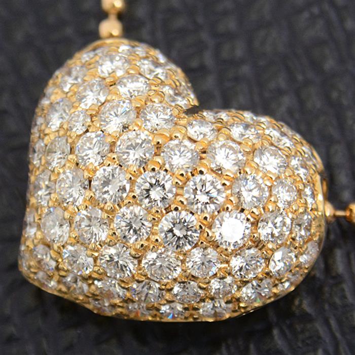 クィーンジュエリー ネックレス レディース ハートモチーフ ダイヤモンド ネックレス D2.04ct イエローゴールド Queen Jewelry 750YG 中古