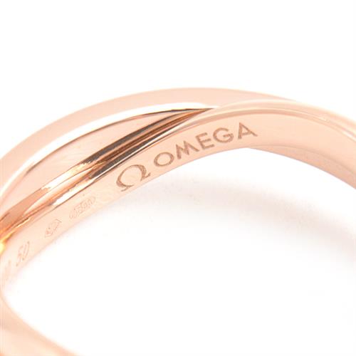 オメガ 指輪 レディース ツイストデザイン ダイヤ リング 50号 実寸10号 ツイスト ピンクゴールド OMEGA 750PG 中古
