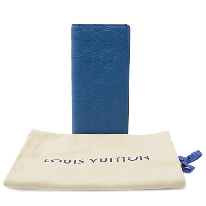 ルイヴィトン 財布 メンズ ダミエアンフィニ ポルトフォイユブラザ 長財布 ブルー N60081 Louis Vuitton 中古