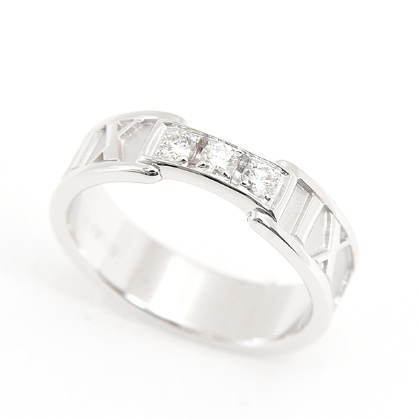 ティファニー 指輪 レディース アトラス 3Pダイヤモンド リング 11.5号程度 ホワイトゴールド TIFFANY 750WG K18 中古