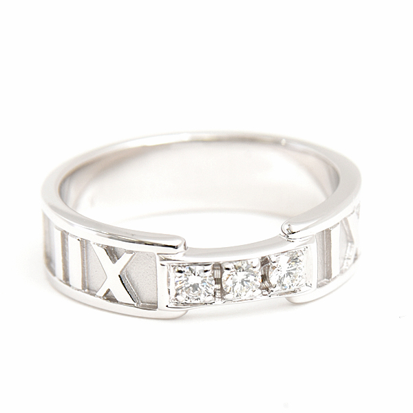 ティファニー 指輪 レディース アトラス 3Pダイヤモンド リング 11.5号程度 ホワイトゴールド TIFFANY 750WG K18 中古