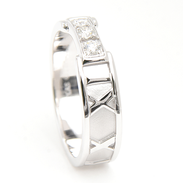 ティファニー 指輪 レディース アトラス 3Pダイヤモンド リング 11.5号程度 ホワイトゴールド TIFFANY 750WG K18 中古