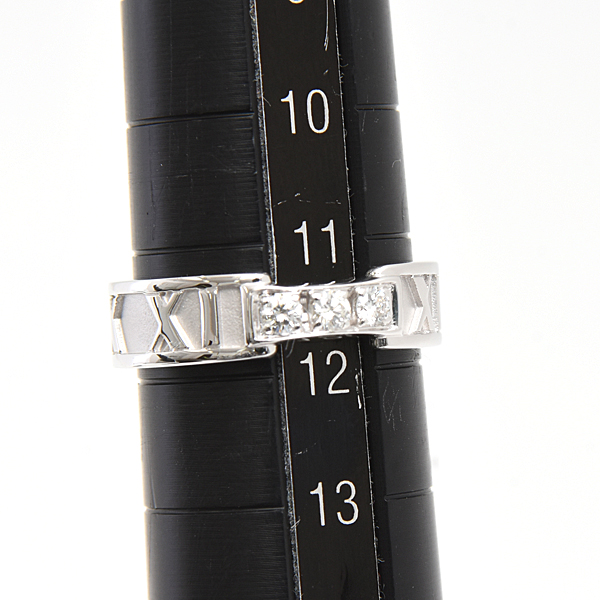 ティファニー 指輪 レディース アトラス 3Pダイヤモンド リング 11.5号程度 ホワイトゴールド TIFFANY 750WG K18 中古