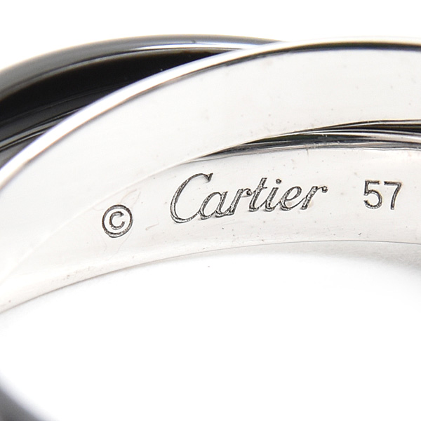 カルティエ 指輪 メンズ トリニティ リング 3連 3.2mm 57号 実寸17号 750WG×CE ホワイトゴールド Cartier 中古