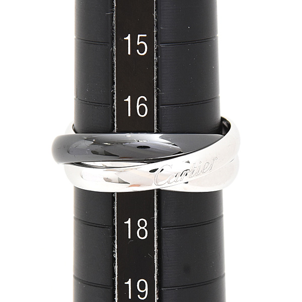 カルティエ 指輪 メンズ トリニティ リング 3連 3.2mm 57号 実寸17号 750WG×CE ホワイトゴールド Cartier 中古