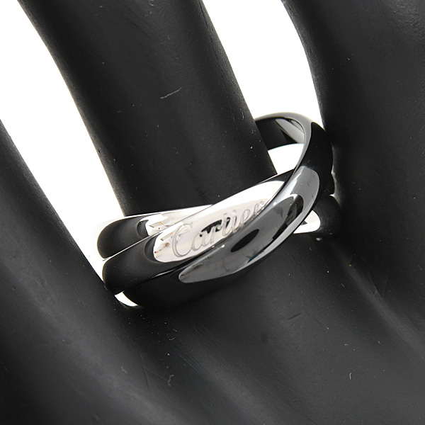 カルティエ 指輪 メンズ トリニティ リング 3連 3.2mm 57号 実寸17号 750WG×CE ホワイトゴールド Cartier 中古