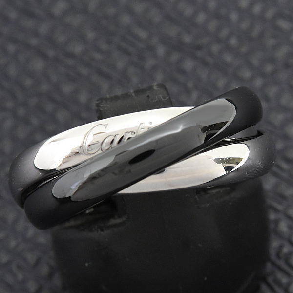 カルティエ 指輪 メンズ トリニティ リング 3連 3.2mm 57号 実寸17号 750WG×CE ホワイトゴールド Cartier 中古