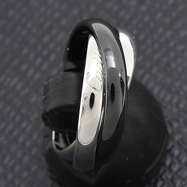 カルティエ 指輪 メンズ トリニティ リング 3連 3.2mm 57号 実寸17号 750WG×CE ホワイトゴールド Cartier 中古