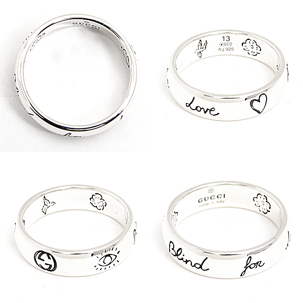 グッチ 指輪 レディース Blind for Love リング 刻印13 実測12号強 スターリングシルバー ブラインドフォーラブ Ag925 SV925 GUCCI 中古