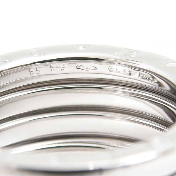ブルガリ 指輪 メンズ レディース ビーゼロワン B-ZERO1 リング 55号 実寸13.5号 ホワイトゴールド BVLGARI 750WG 中古