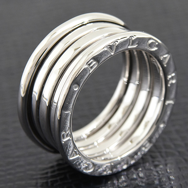 ブルガリ 指輪 メンズ レディース ビーゼロワン B-ZERO1 リング 55号 実寸13.5号 ホワイトゴールド BVLGARI 750WG 中古