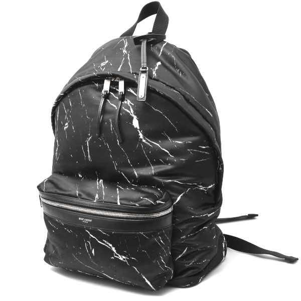 サンローラン バッグ バッグパック リュック マーブルデザイン ナイロン ブラック ホワイト 584967 SAINT LAURENT 中古