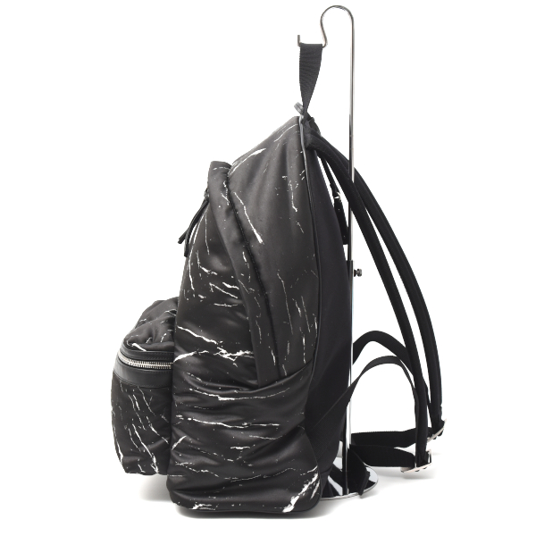 サンローラン バッグ バッグパック リュック マーブルデザイン ナイロン ブラック ホワイト 584967 SAINT LAURENT 中古