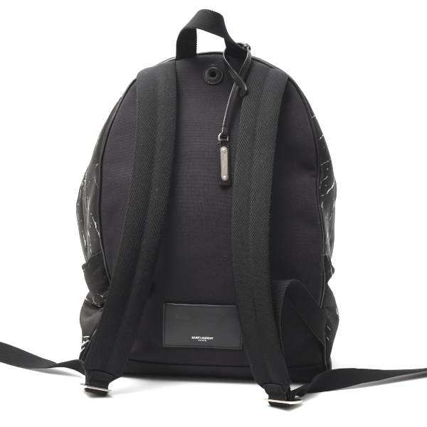 サンローラン バッグ バッグパック リュック マーブルデザイン ナイロン ブラック ホワイト 584967 SAINT LAURENT 中古