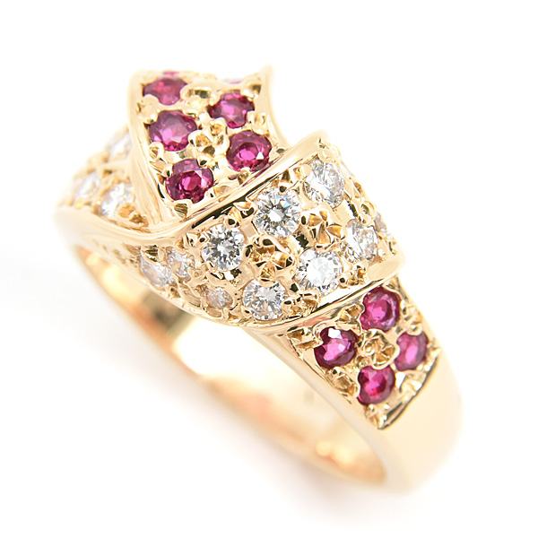 ポーラ 指輪 レディース ルビー ダイヤ リング 14.5号 R0.44ct D0.46ct イエローゴールド 750YG POLA 中古