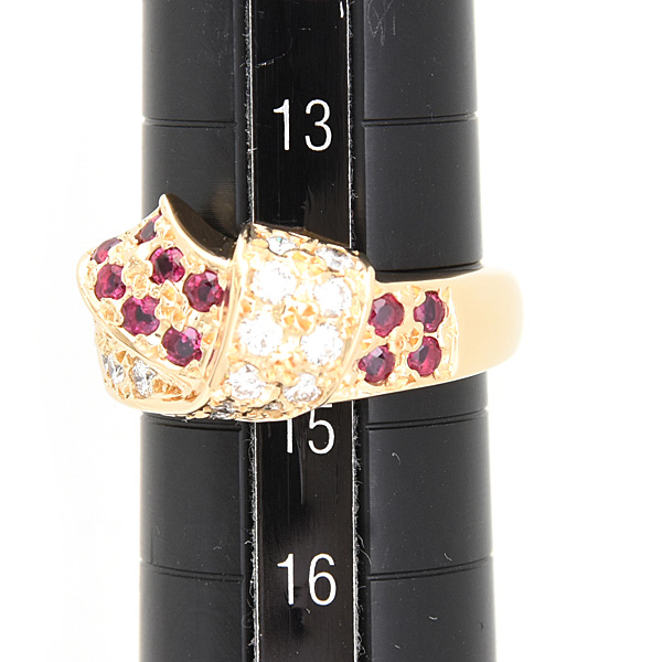 ポーラ 指輪 レディース ルビー ダイヤ リング 14.5号 R0.44ct D0.46ct イエローゴールド 750YG POLA 中古