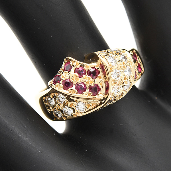 ポーラ 指輪 レディース ルビー ダイヤ リング 14.5号 R0.44ct D0.46ct イエローゴールド 750YG POLA 中古
