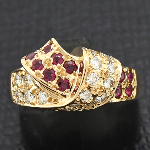 ポーラ 指輪 レディース ルビー ダイヤ リング 14.5号 R0.44ct D0.46ct イエローゴールド 750YG POLA 中古