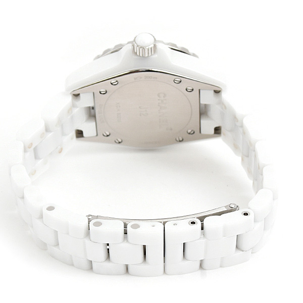 シャネル 時計 レディース J12 12Pダイヤ 電池式 ホワイト文字盤 セラミック CE CHANEL H1628 中古