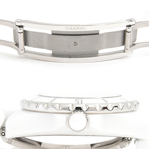 シャネル 時計 レディース J12 12Pダイヤ 電池式 ホワイト文字盤 セラミック CE CHANEL H1628 中古
