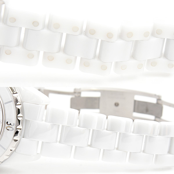 シャネル 時計 レディース J12 12Pダイヤ 電池式 ホワイト文字盤 セラミック CE CHANEL H1628 中古