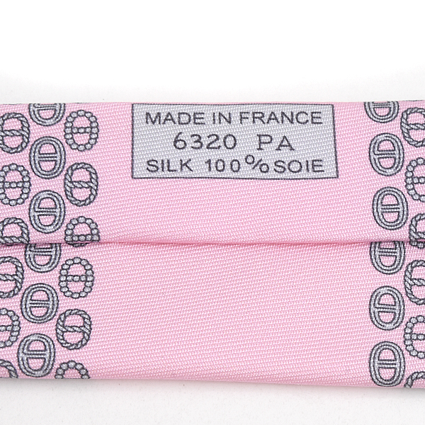エルメス ネクタイ メンズ シェーヌダンクル柄 総柄 シルク100% ピンク HERMES 中古