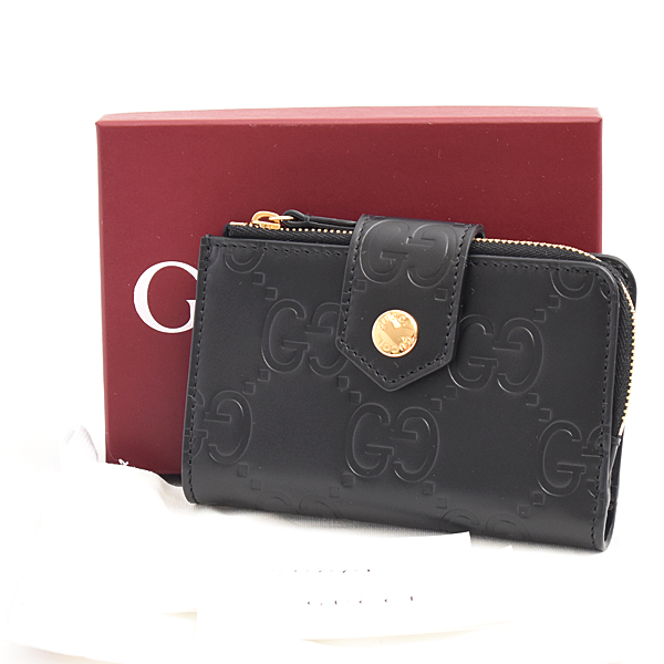 グッチ 財布 レディース GG ミディアム ウォレット GGレザー L字ファスナー ブラック GUCCI 760131 未使用展示品