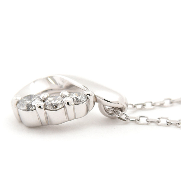 ヨンドシー ネックレス レディース 3Pダイヤ ドロップ ペンダント ホワイトゴールド K18WG 4℃ 中古