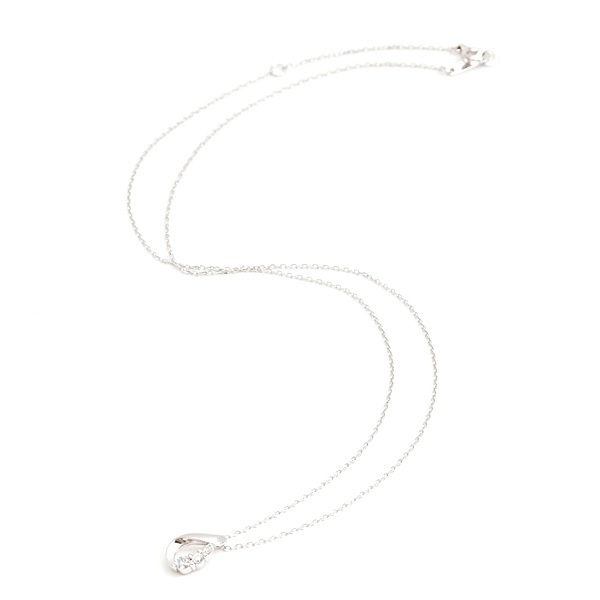 ヨンドシー ネックレス レディース 3Pダイヤ ドロップ ペンダント ホワイトゴールド K18WG 4℃ 中古